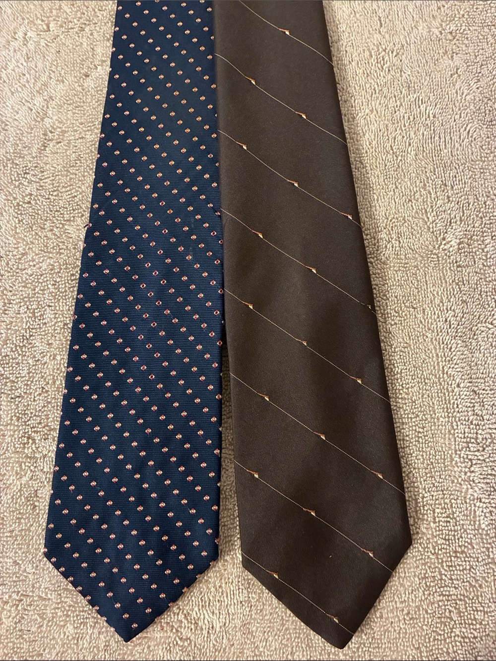 Classic Navy Dot and Chocolate Brown Diagonal Men's‎ Polyester Ties - Pack of 2